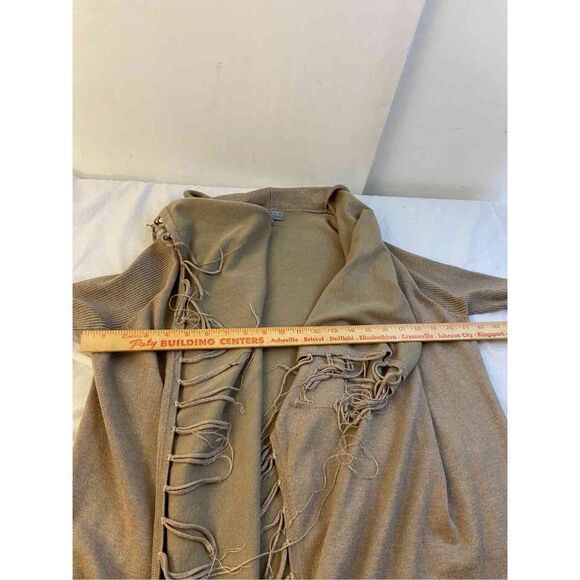 Joseph A Questce que cest Silk Rayon blend Tan Cardigan tassels medium M - Picture 6 of 7